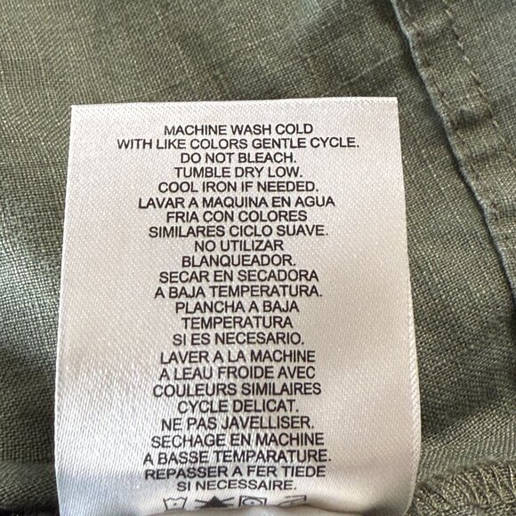 Ellen Tracy Olive Green Linen Jacket XL With Drawstring Waist & Full Zip Front - Picture 7 of 8